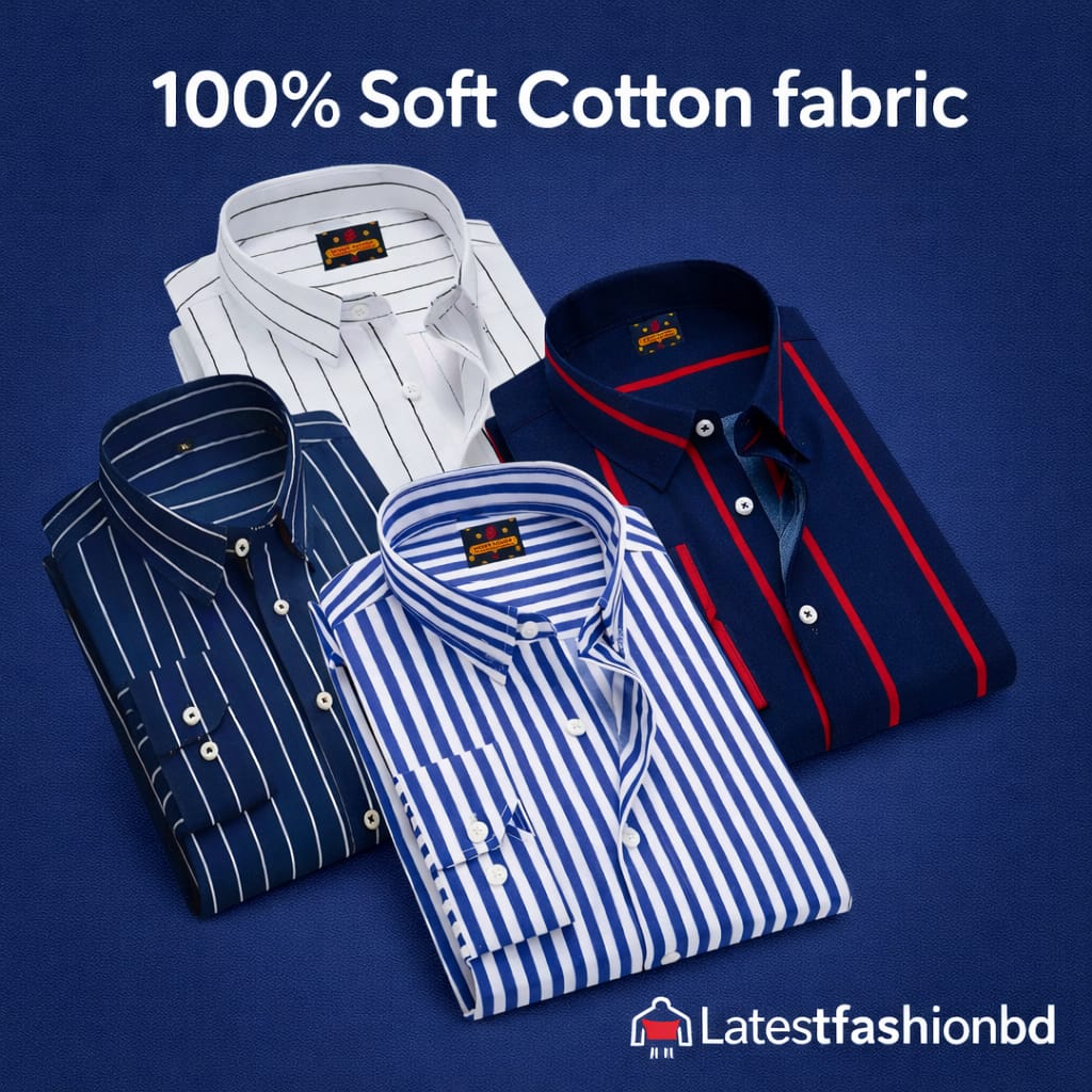 4 Pcs long sleeve Formal Check shirt for man