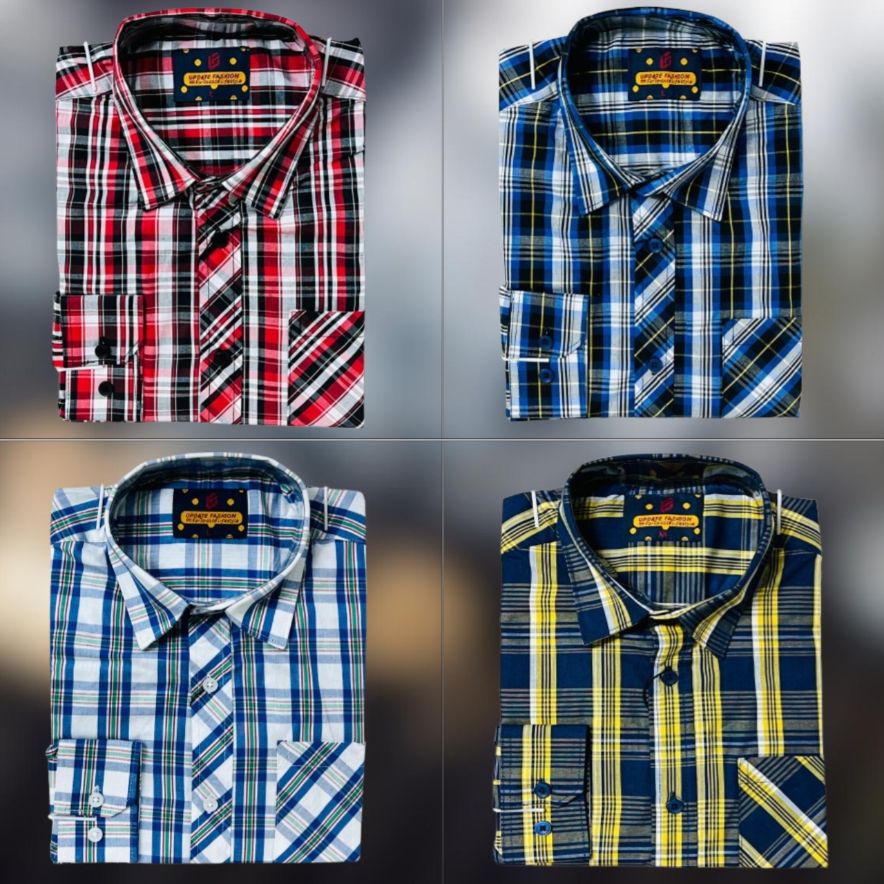 4 Pcs long sleeve Formal Check shirt for man
