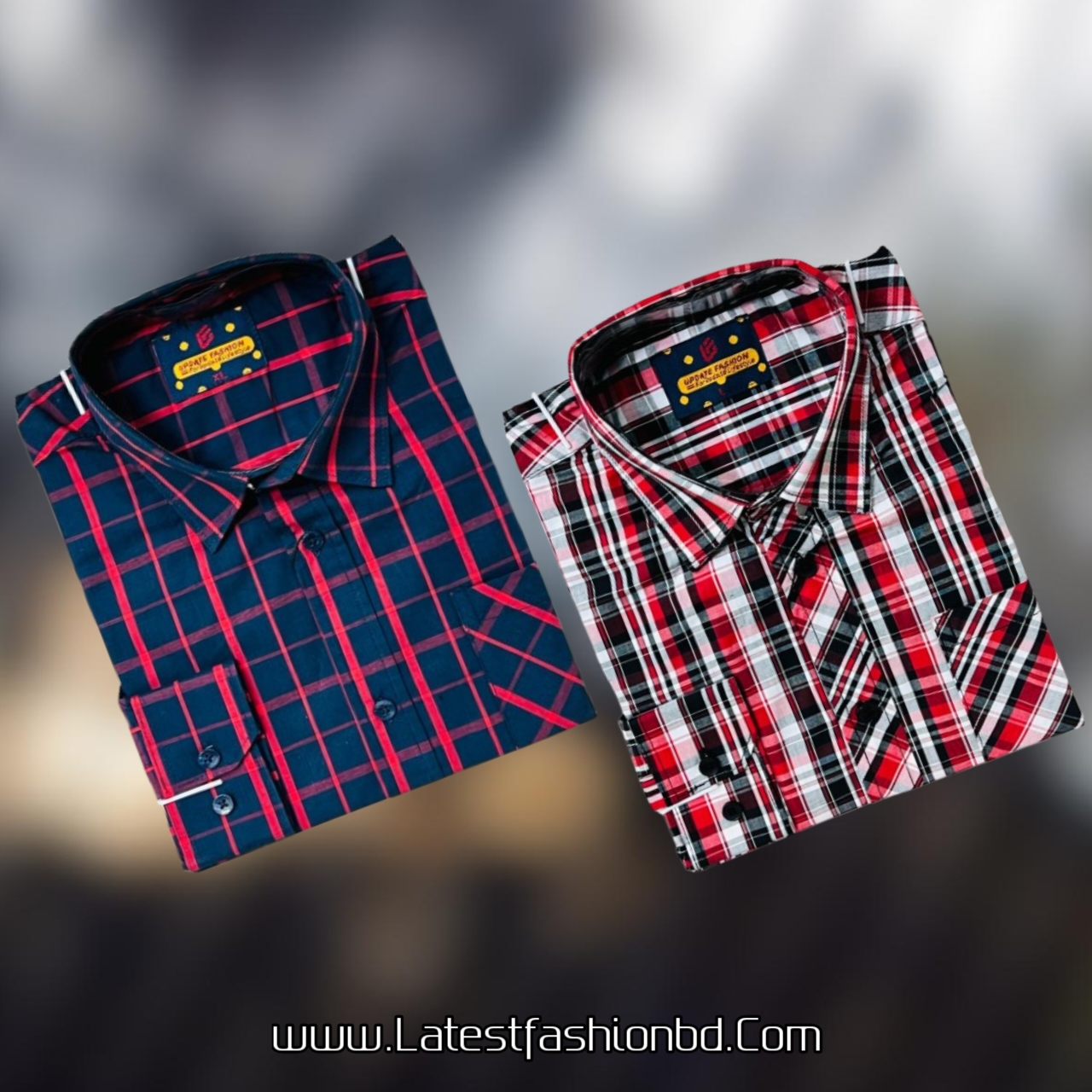 2 Pcs long sleeve Formal Check shirt for man
