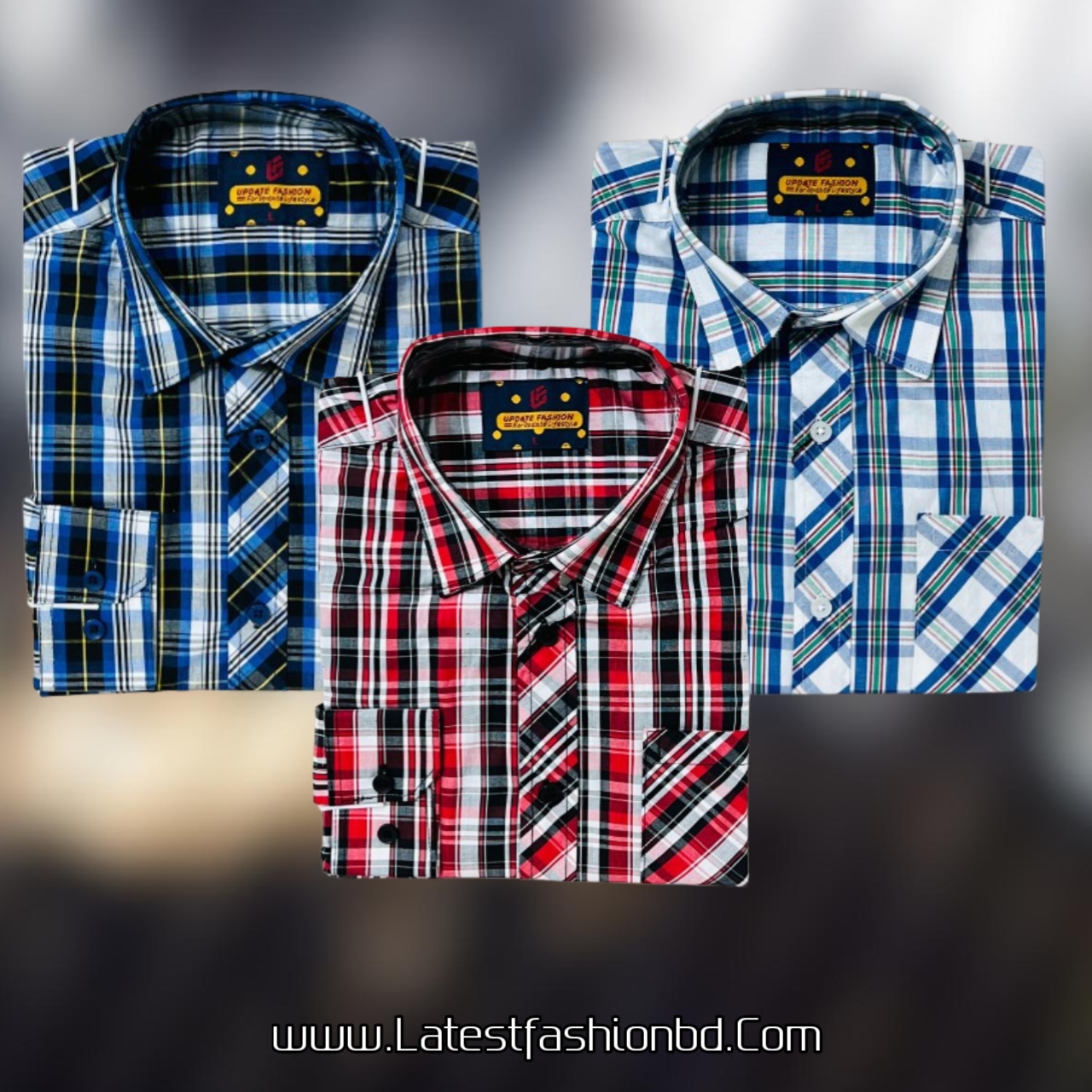 3 Pcs long sleeve Formal Check shirt for man