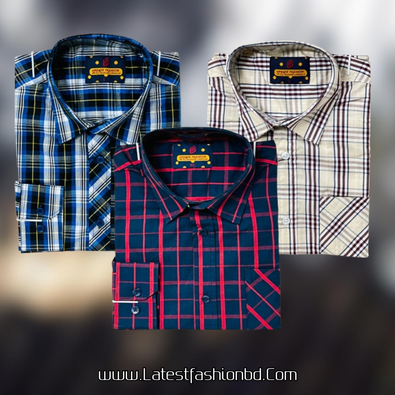 3 Pcs long sleeve Formal Check shirt for man