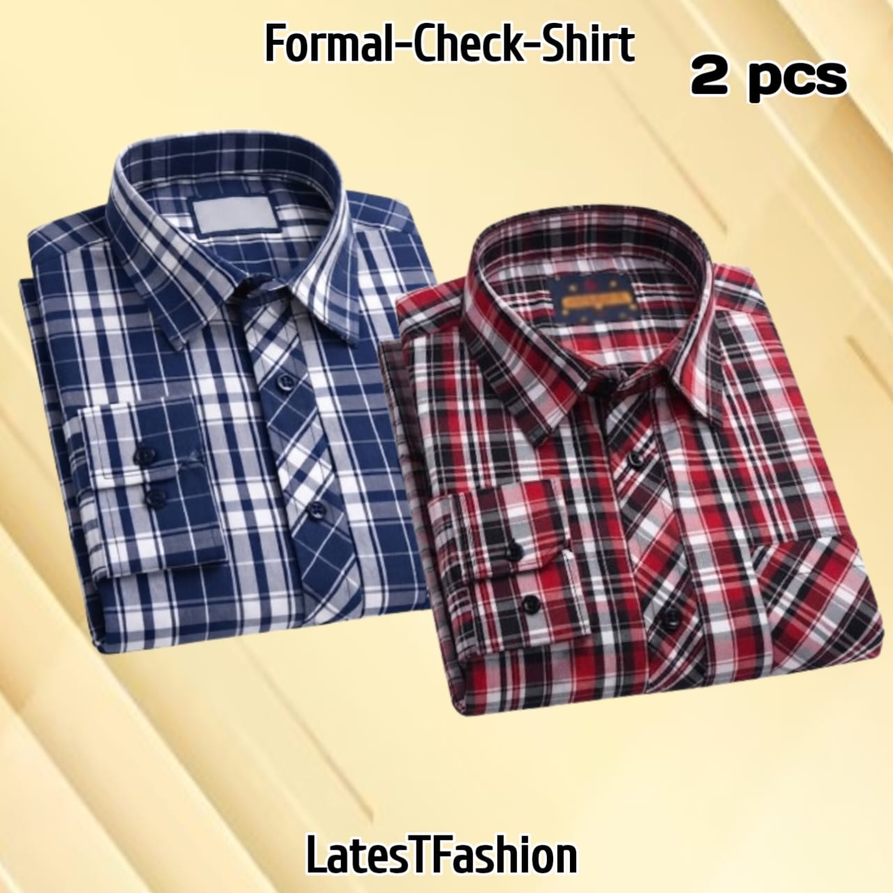 2 Pcs long sleeve Formal Check shirt for man
