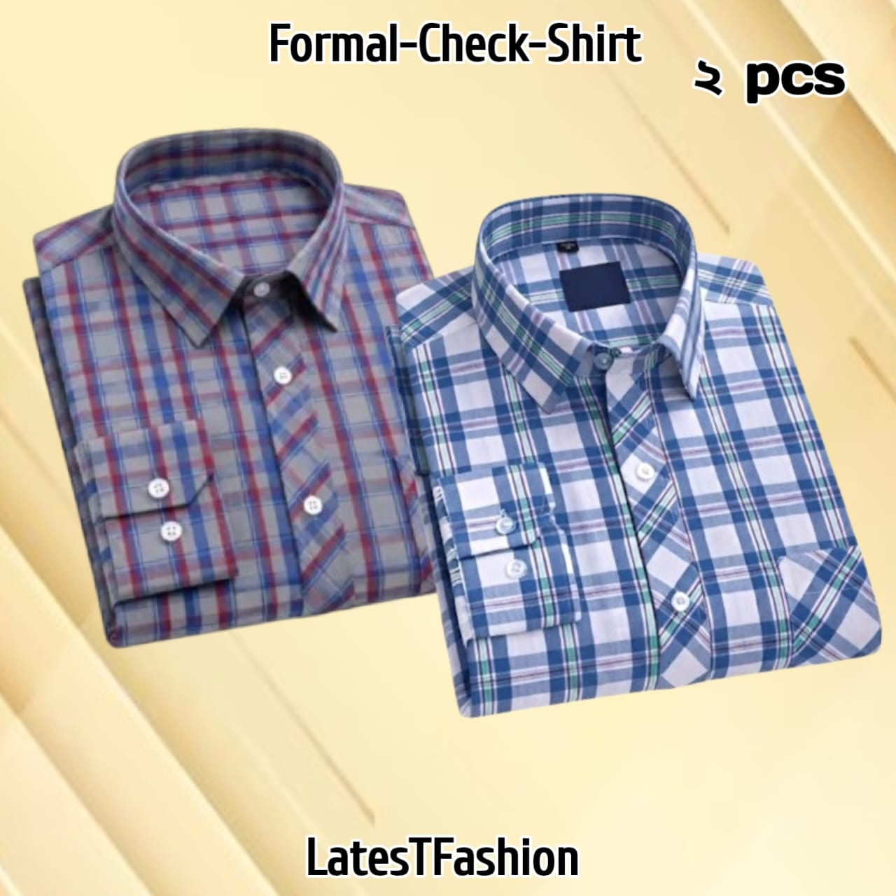 2 Pcs long sleeve Formal Check shirt for man