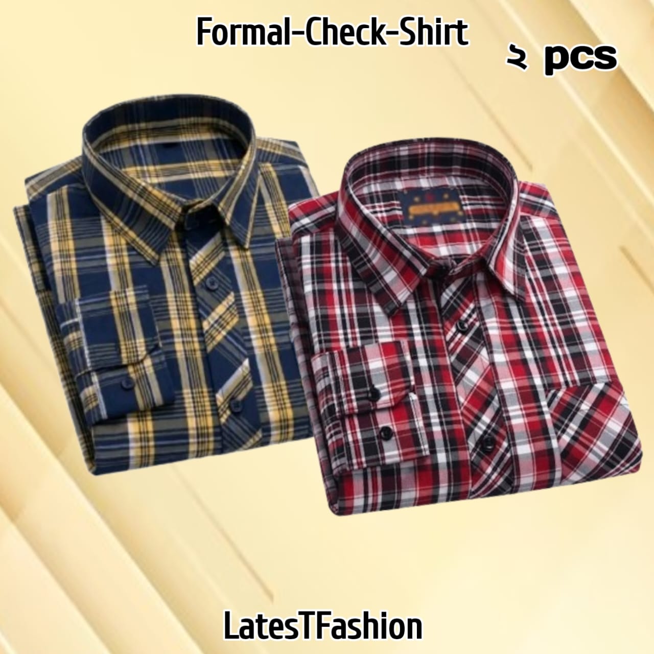 2 Pcs long sleeve Formal Check shirt for man