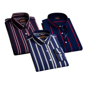 3 Pcs long sleeve Formal Check shirt for man