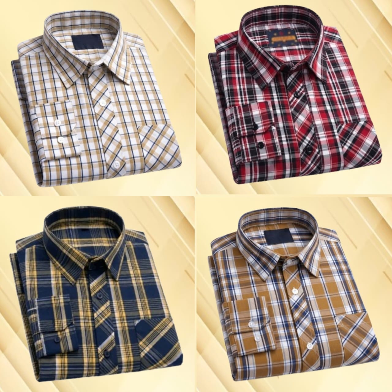 4 Pcs long sleeve Formal Check shirt for man