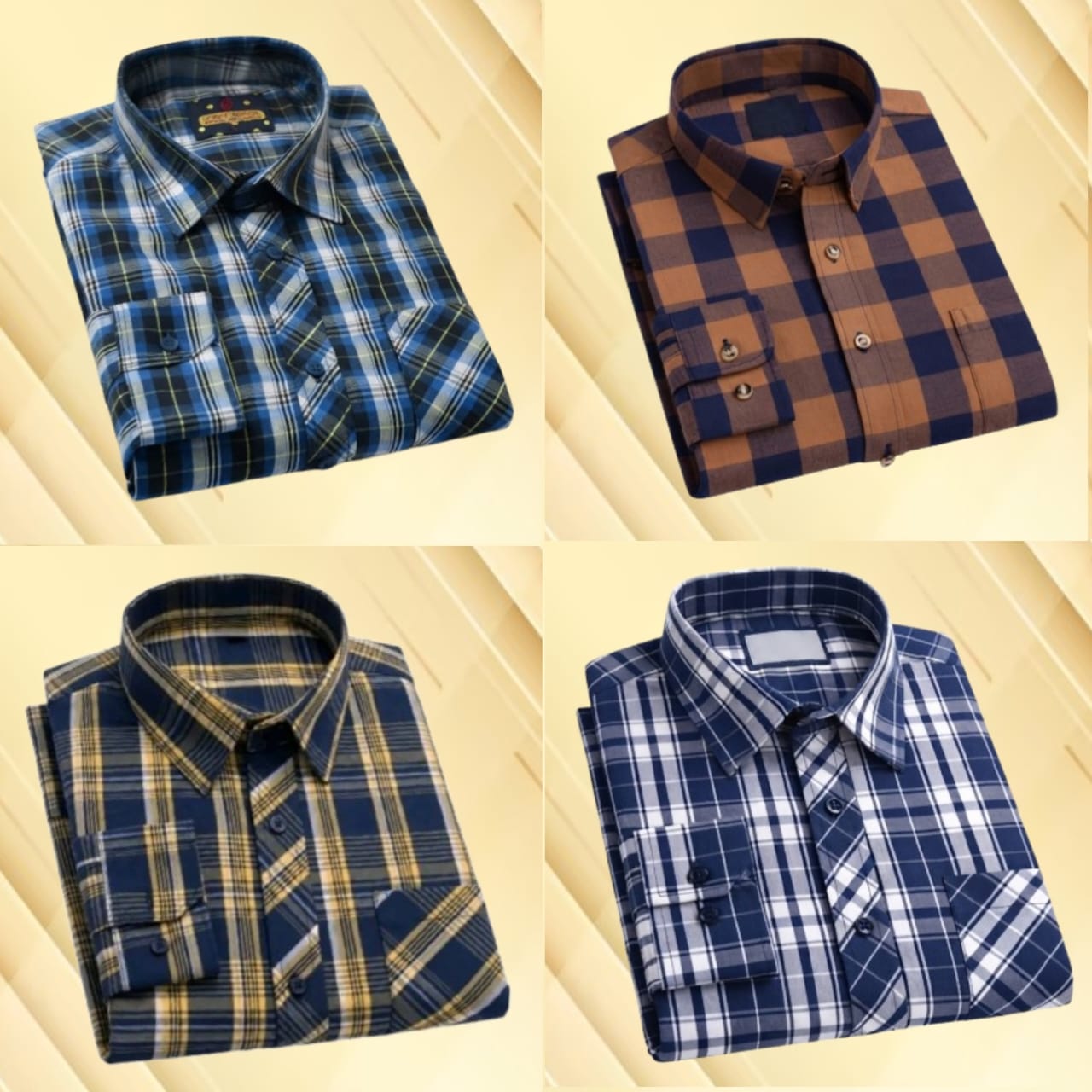 4 Pcs long sleeve Formal Check shirt for man