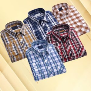 5 Pcs long sleeve Formal Check shirt for man