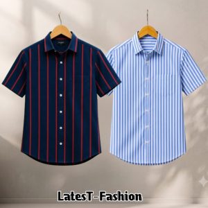 2 Pcs Half sleeve Formal Check shirt for man's