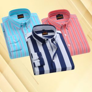 3 Pcs long sleeve Formal Check shirt for man