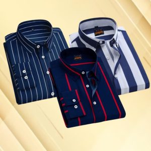3 Pcs long sleeve Formal Check shirt for man