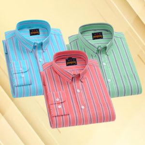 3 Pcs long sleeve Formal Check shirt for man